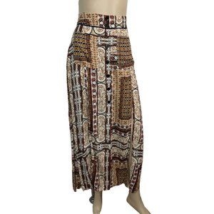 CLEOBELLA Button Front Maxi Skirt XS Boho Split Bottom High Waist